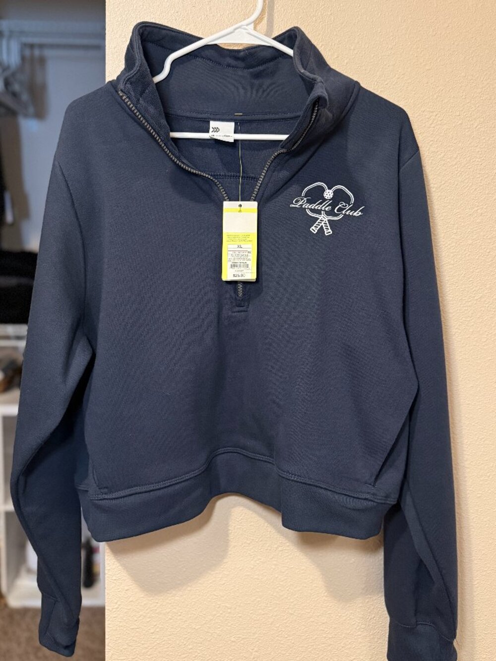 NWT All In motion Paddle Club Half Zip Pullover Blue Cropped Fleece Sweater XL